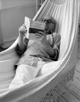 Joachim Schmid reading 6.51: Skepticism Is Not Irrefutable, but Obviously Nonsensical, When It Tries to Raise Doubts Where No Questions Can Be Asked. For Doubt Can Exist Only Where a Question Exists, a Question Only Where an Answer Exists, and an Answer Only Where Something Can Be Said., 2014
Gelatin silver print, 20.3 x 25.4 cm (image), Edition of 5