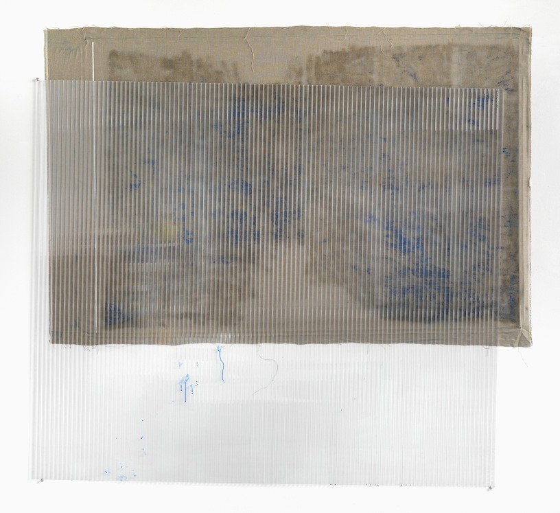 Untitled, 2011, Watercolour, glue on canvas, polycarbonate, 210 x 230 cm