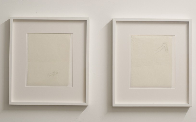 Holding 3 and 4, 2008. Pencil drawing on used photo album paper,  26 x 20.5 (each unframed)