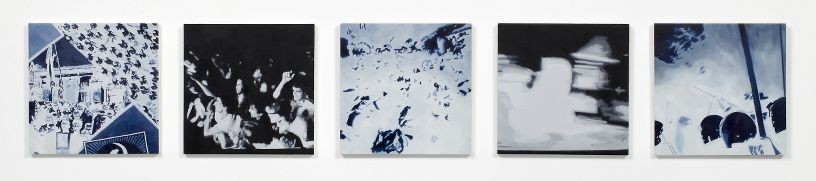 One Paid for Song, 2011, Oil and acrylic on 5 panels, 21 x 21 cm each panel