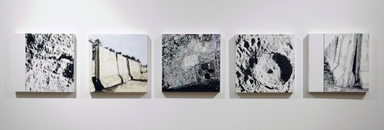 Mapping the Moon, 2009, oil and acrylic on panel, 5 parts, 20 x 20 cm each panel