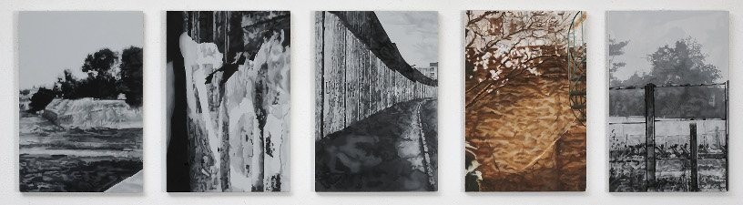 5 Walls from the 80's, 2008, oil and acrylic on panel, 5 parts, 31 x 21 cm each panel