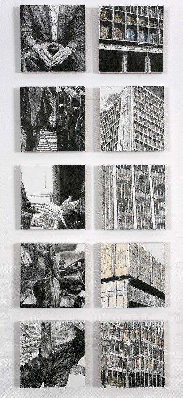Some opinions about Modernism, 2006, pencil on panel, 10 parts, 13 x 13 cm each panel
