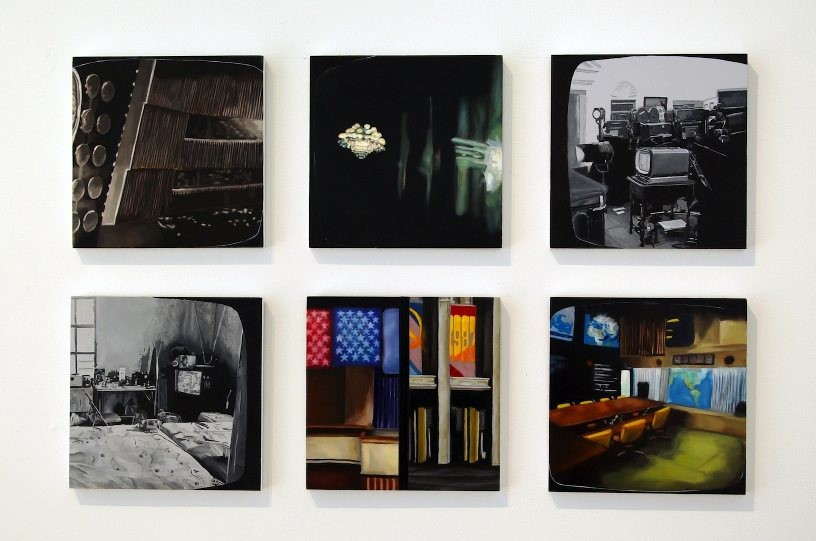 Cold War Episodes 1, 2009, oil and acrylic on panel, 6 parts, 21 x 21 cm each panel