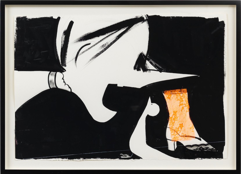 Untitled, 2018, Description: Gouache, graphite and lace on paper, 46 x 63 cm