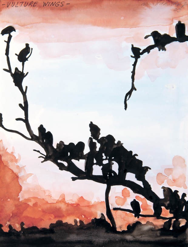 Waiting (Vulture wings), 2009, Watercolour on paper, 38,7 x 29,6 cm