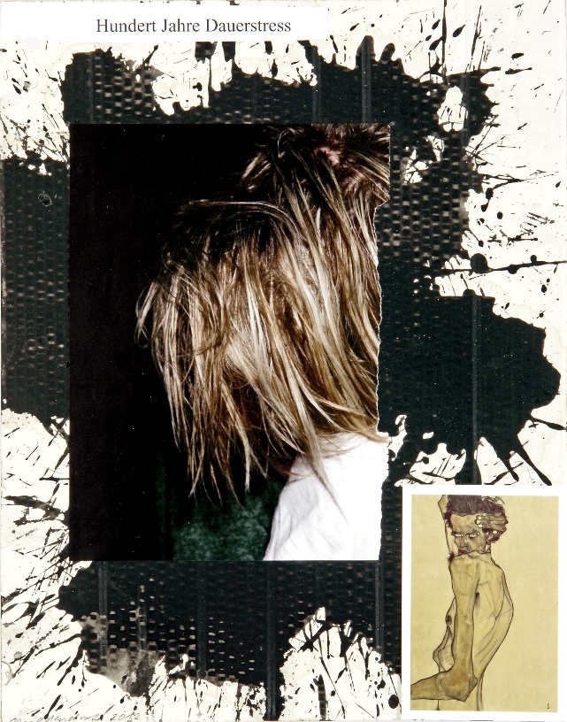 Hundert Jahre Dauerstress, 2012, Collage and acrylic on cardboard, 46.7 x 36.6 cm