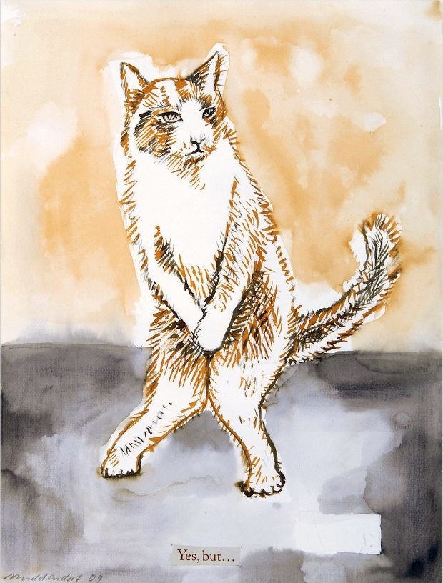Cat (Yes but..), 2009, Watercolour on paper, 38,8 x 29,6 cm