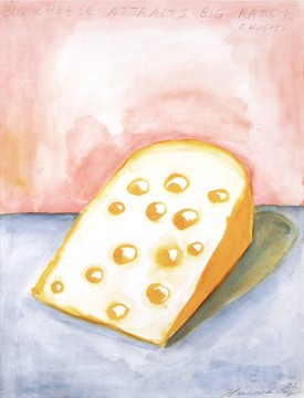 Big cheese attracts big rats, 1993, Watercolour and pencil on paper, 38.5 x 29.6 cm