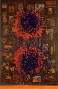 Huddle- Red, 2007, Acrylic and collage on canvas, 200 x 130 cm