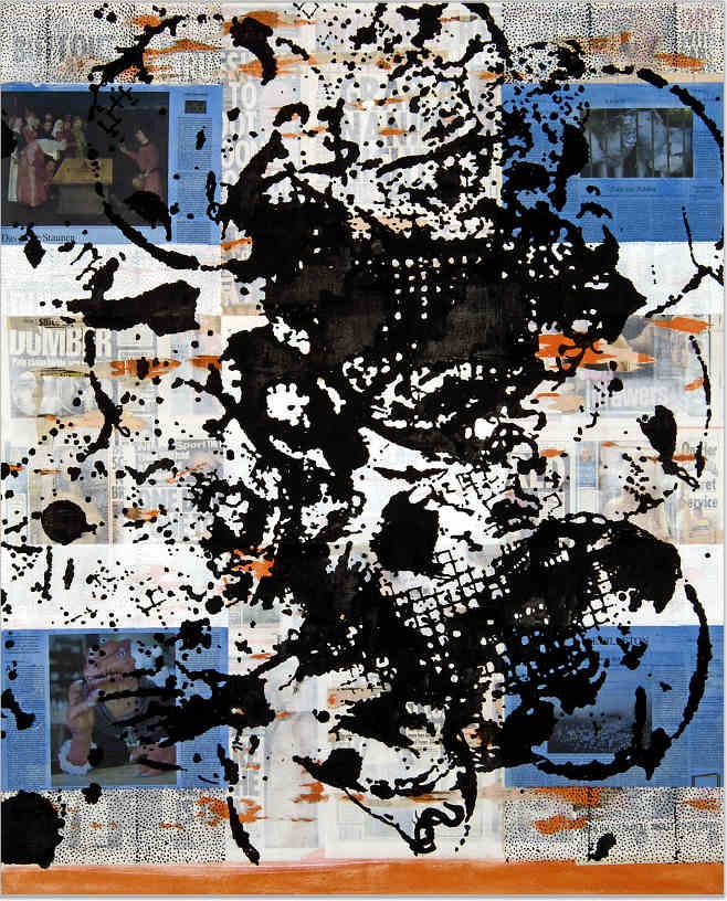 PM - Staunen, 2008, Acrylic and collage on canvas, 160 x 130 cm