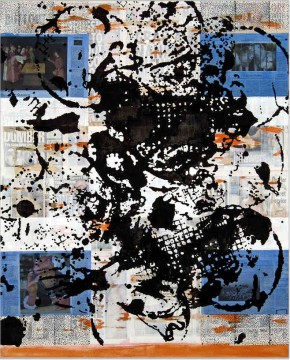 PM - Staunen, 2008, Acrylic and collage on canvas, 160 x 130 cm