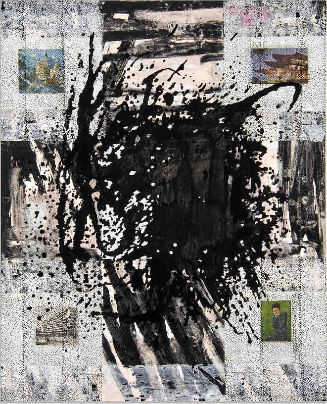 PM - Ah, 2007, Acrylic and collage on canvas, 160 x 130 cm