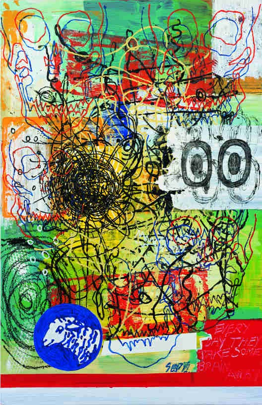 Every day they take some brain away, 2003, Acrylic on canvas, 200 x 130 cm