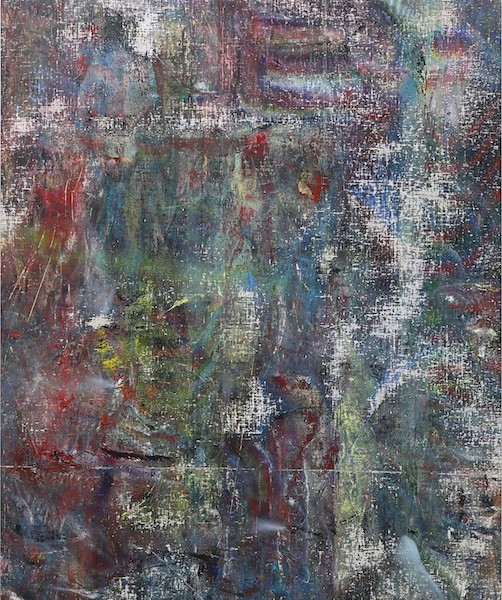 Untitled (Rangunia), 2015, Acrylic, enamel, alcohol, and salt on oil primed linen, 162.6 x 134.6 cm (64 x 53 in)