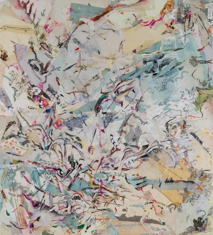 Inner landscape, 2007, acrylic, paper and textile on canvas, 210 x 190 cm