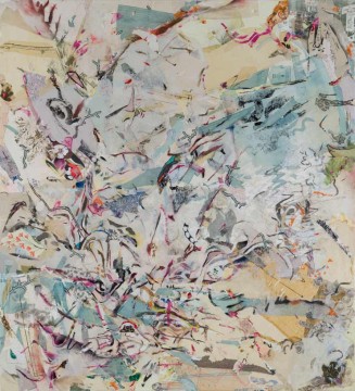 Inner landscape, 2007, acrylic, paper and textile on canvas, 210 x 190 cm