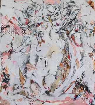 Limbo, 2007, acrylic, paper and textile on canvas, 210 x 190 cm