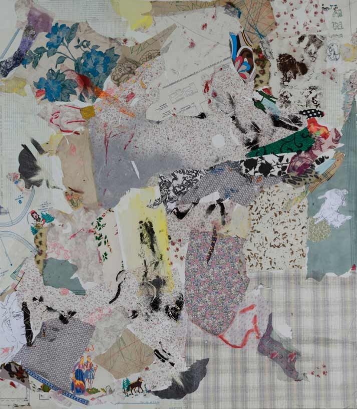 Memory patches, 2009, acrylic, paper and textile on canvas, 160 x 140 cm