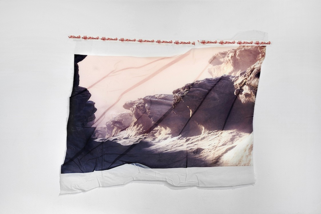 Mount M, 2019, Digital print on textile, textile hardener, custom made mounting tape, 140x180cm