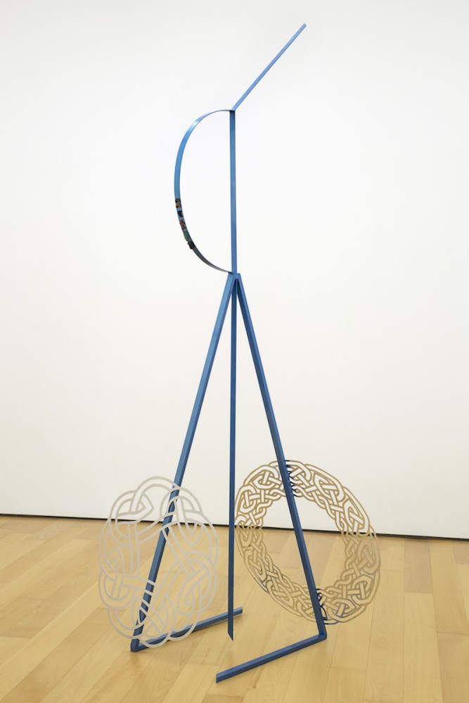 WARRIOR I, 2017, Steel, car paint, aluminium, minerals, 286 x 90 x 120 cm