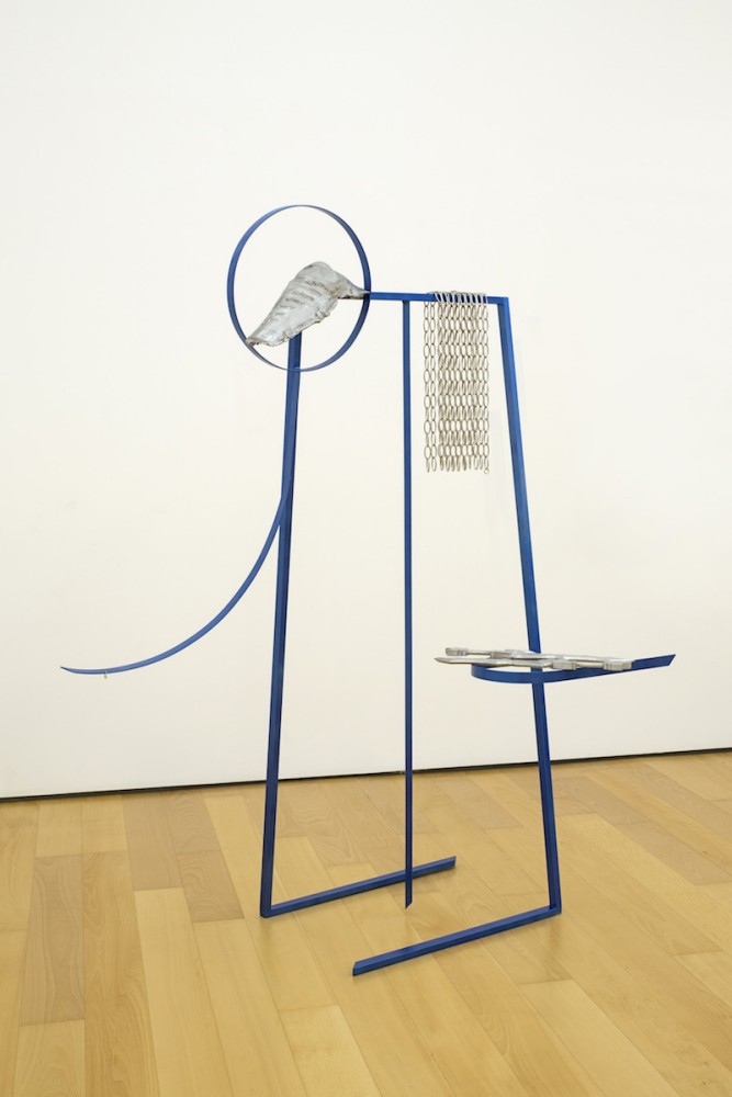 WARRIOR III, 2017, Steel, car paint, aluminium, minerals, chains, plastic, 188 x 157 x 76 cm