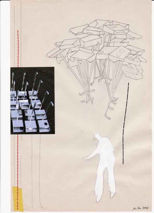 Out of the square, 2007, collage on paper, 29 x 19 cm