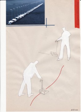 Out of the line, 2007, collage on paper, 29 x 19 cm