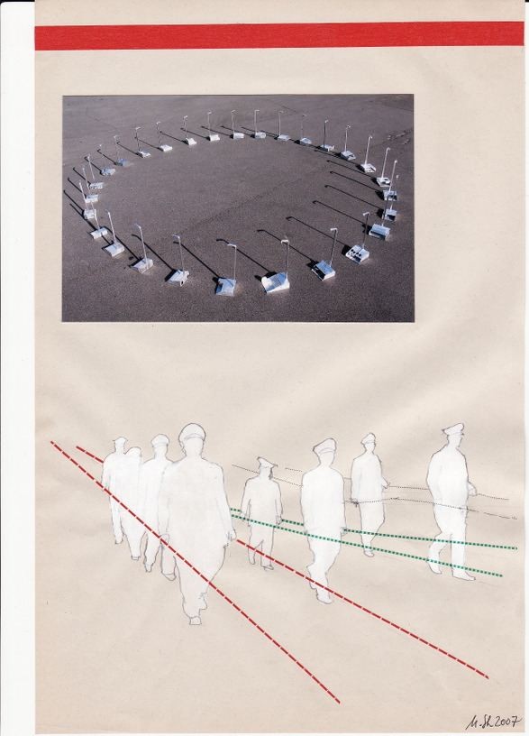 Out of the circle, 2007, collage on paper, 29 x 19 cm
