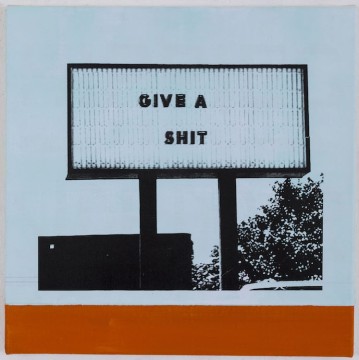 Helmut Middendorf, Give a shit, 2020, Acrylic and collage on canvas, 35 x 35 cm