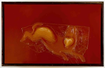 Amber Herd, 2017, Pigmented urethane, steel, 122 x 74 x 25.4 cm