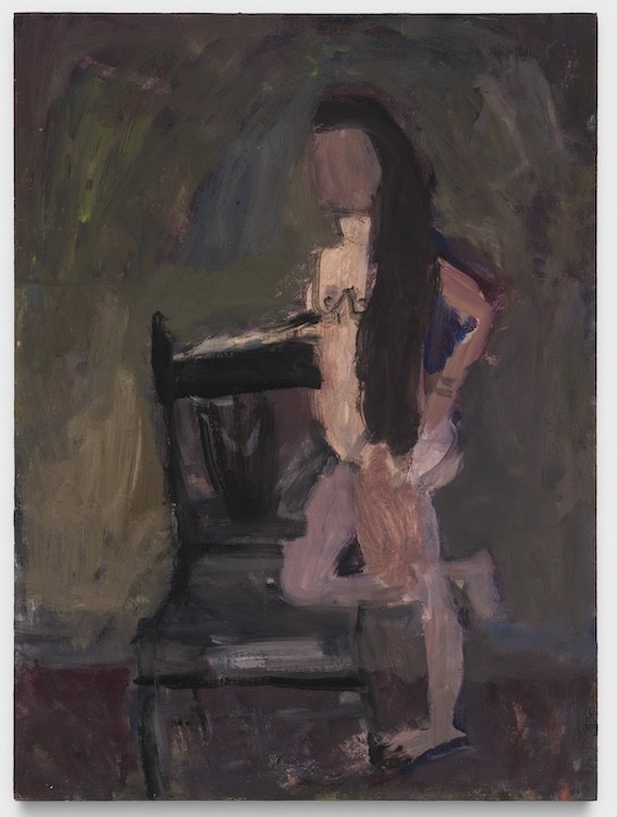 Janice Nowinski, Nude with Black Chair, 2024, Oil on panel, 39.5 x 29 cm