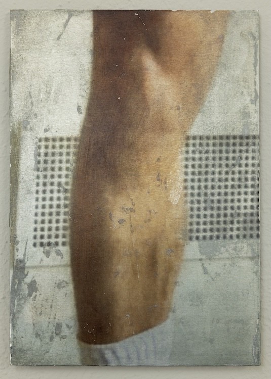 Eleni Bagaki, Knee, 2025, Phototransfer on aluminium sheet, 26 x 18 cm