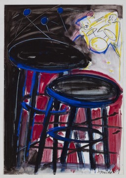 SO 36 (Hocker), 1979, Dispersion and crayon on paper, 88 x 62 cm