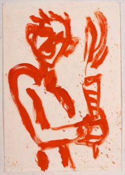 Raucher, 1987, Dispersion on paper, 100 x 70 cm