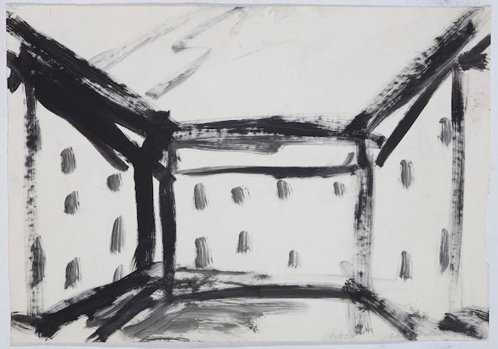 Häuser, Backyard, 1980, Dispersion auf Papier, 62 x 88 cm