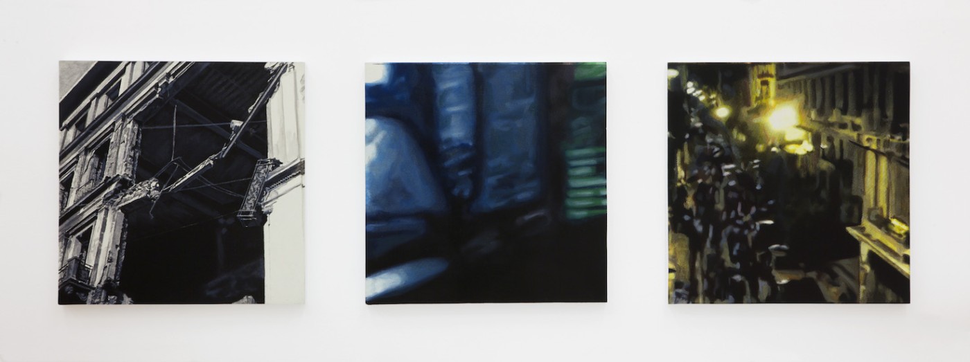 Other Τhings Ηappen In December Βesides Christmas 9, 2015-2016, Oil and screen print on paper mounted on aluminum, 33 x 33 cm (each panel)