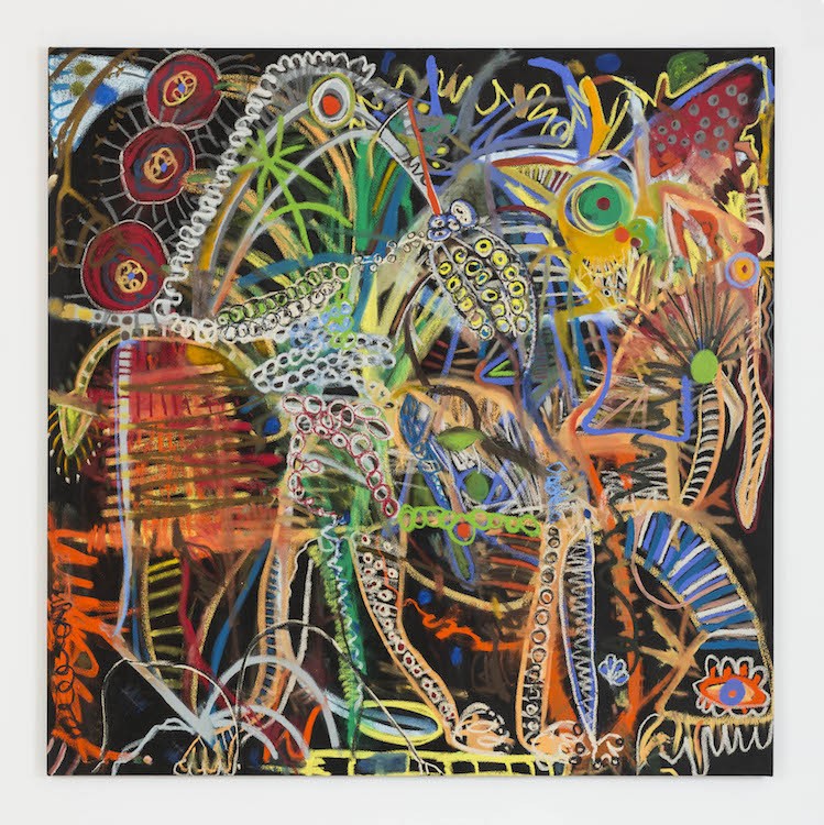 Untitled, 2022, Acrylic, oil, oil stick on canvas, 183 x 183 cm