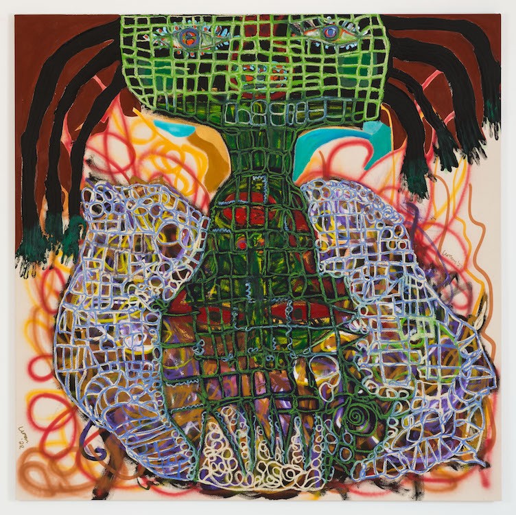 Medusa, 2022, Acrylic, oil, oil stick, spray paint on canvas, 213 x 213 cm