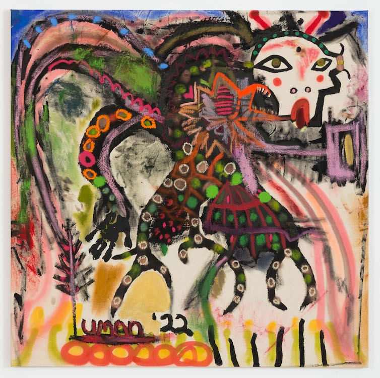 Uman (Born Again), 2022, Acrylic, oil, oil stick on canvas, 122 x 122 cm