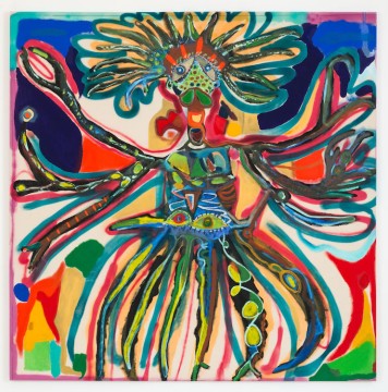 The dancer, 2022, Acrylic, oil, oil stick, spray paint on canvas, 183 x 183 cm