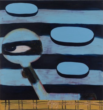 Spaceless, 2023, Oil and glitter on canvas, 138 x 129 cm