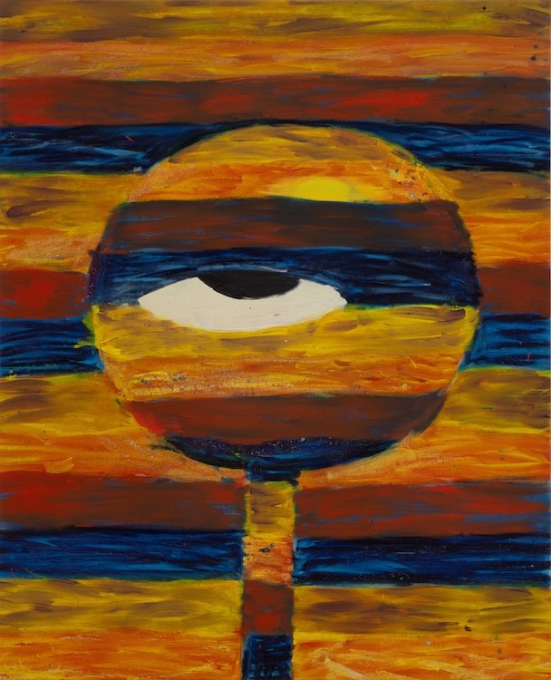 Many Blows Break The Heart, 2023, Oil and glitter on canvas, 130 x 105 cm