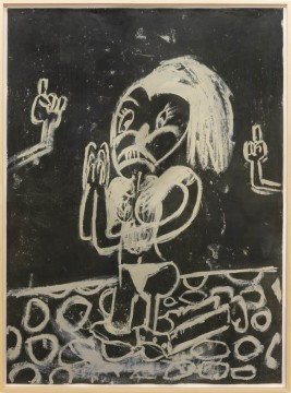 MUZZLED, 2022, Oil, glitter, acrylic on paper, 204 x 150 cm / 212 x 158 cm (framed)