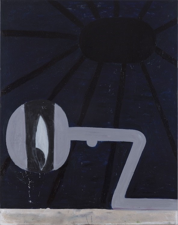 PUNCH, 2023, Oil, spray paint and varnish on canvas, 147 x 116 cm