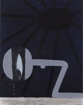 PUNCH, 2023, Oil, spray paint and varnish on canvas, 147 x 116 cm