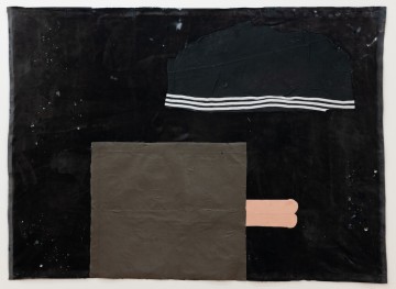 Lit up, 2023, Acrylic, paper, textile, 107 x 150 cm