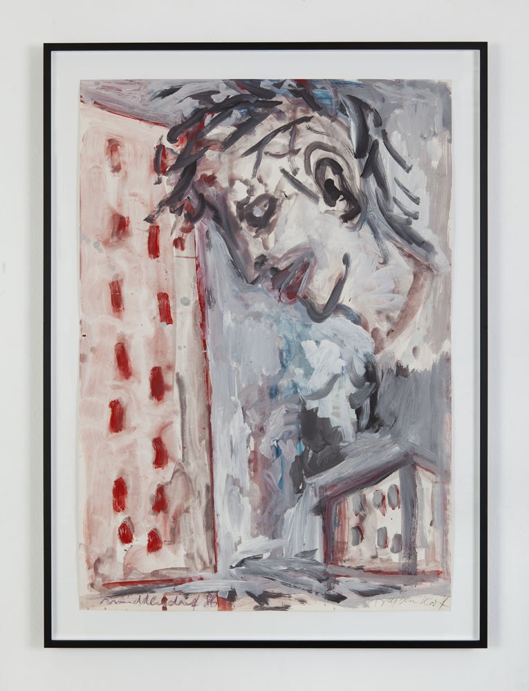 Häuserkopf, 1986, Acrylic on paper, 100 x 70 cm
