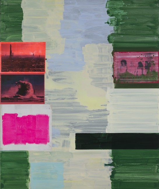 Untitled (Green), 2018, Acrylic and collage on canvas, 180 x 150 cm