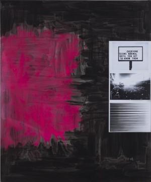 Everyone..., 2018, Acrylic and collage on canvas, 180 x 150 cm